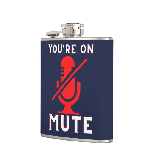 マイクミュートの面白いZoomミーム フラスク (左)