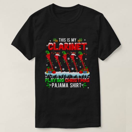 マイクラリネット遊のクリスマスパジャマグループサンタR Tシャツ (デザイン正面)