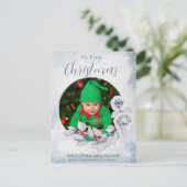 マイクリスマスシルバーフローラベビーフォトホリデー シーズンポストカード (スタンド正面)