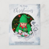 マイクリスマスシルバーフローラベビーフォトホリデー シーズンポストカード (正面)