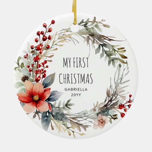 マイクリスマスボタニカルフェスティバルリース セラミックオーナメント (裏面)