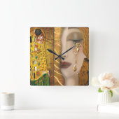 マイクリムトシリーズ：金ゴールド スクエア壁時計 (ホーム)