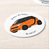 マイクロカー漫画イラストレーション ラウンドペーパーコースター (アングル)