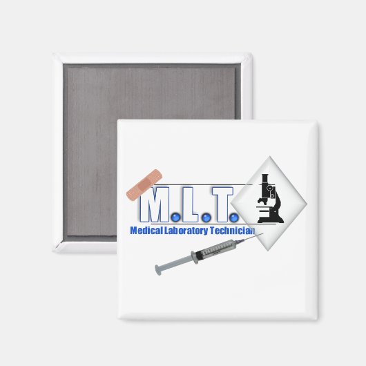 マイクロスコープ付きMLTロゴ – メディカルラボテック マグネット (正面/裏面)