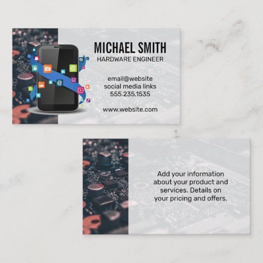 マイクロチップ | マザーボードテクノロジー | 電頭が切れる話 名刺 (正面/裏面)