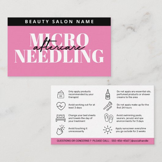 マイクロニモダンードリングアフターケア指示カード 名刺 (正面/裏面)