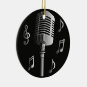 マイクロフォンのヴィンテージアナログ音楽録音の声 セラミックオーナメント (右)