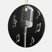 マイクロフォンのヴィンテージアナログ音楽録音の声 セラミックオーナメント (左)