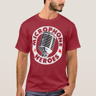 マイクロフォンの英雄- 22色-ロゴ Tシャツ