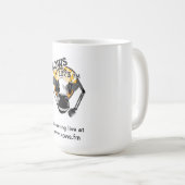 マイクロフォン、KOWSのラジオを持つ牛 コーヒーマグカップ (正面右)