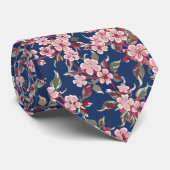 マイクロフローラ背景ヴィンテージモダンピンクの花 ネクタイ (ロール)