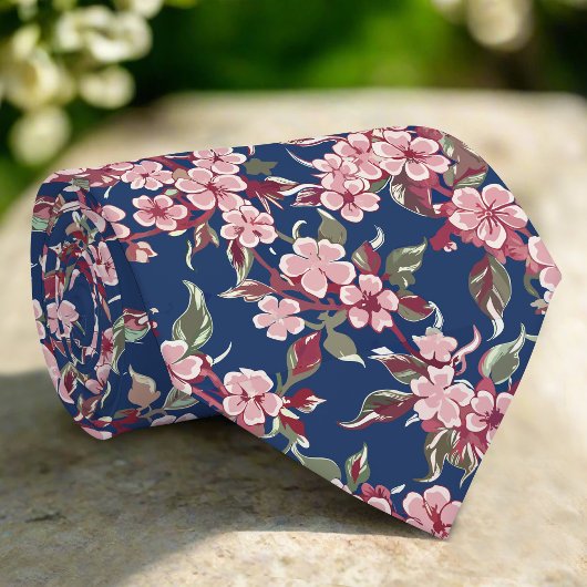 マイクロフローラ背景ヴィンテージモダンピンクの花 ネクタイ