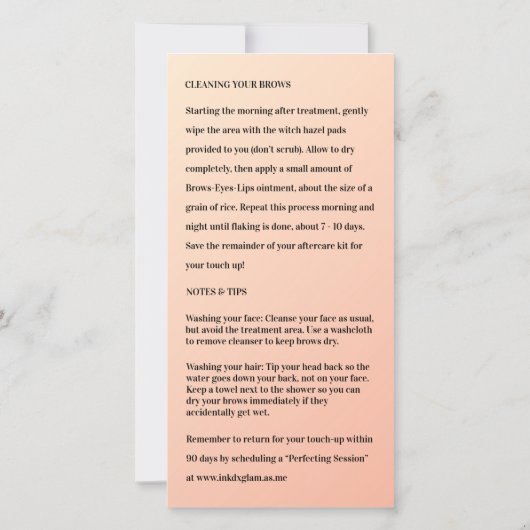 マイクロブラッディングアフターケアクリーミー釉薬 サンキューカード (裏面)