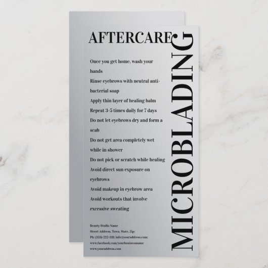 マイクロブラディングアフターケア金属グレーミニマル勾配 サンキューカード (正面/裏面)