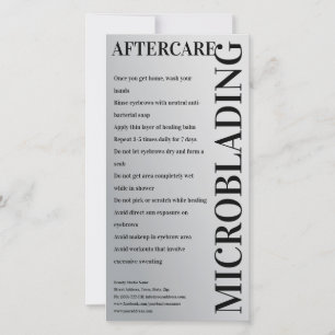 マイクロブラディングアフターケア金属グレーミニマル勾配 サンキューカード