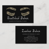 マイクロブラディング化粧まつ毛ブラック金ゴールド 名刺 (正面/裏面)