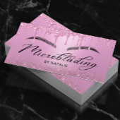 マイクロブレイディングピンクグリッタードリップタイポグラフィ事業 名刺