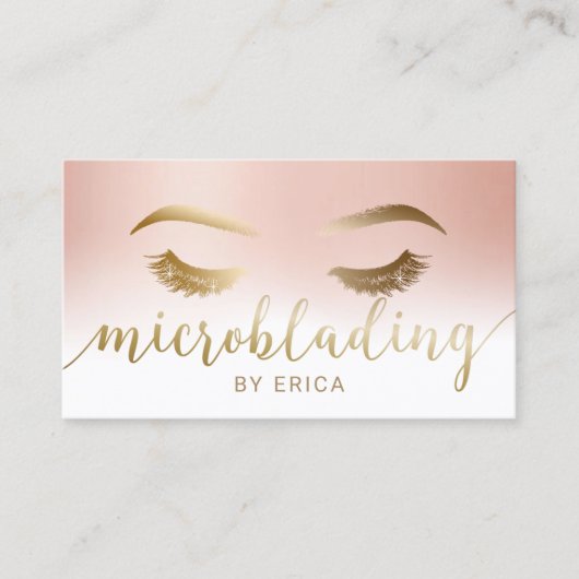 マイクロブレイディングブローメイクアップアーティストバラ金ゴールドパステル 名刺 (正面)
