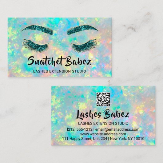 マイクロブレイディングメイクアップまつ毛ティール（緑がかった色）自筆証書 名刺 (正面/裏面)