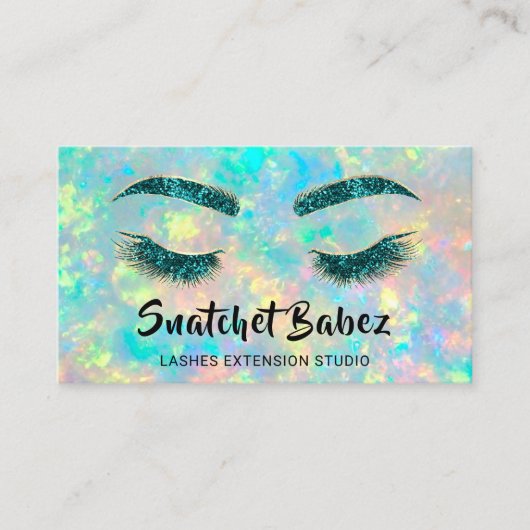 マイクロブレイディングメイクアップまつ毛ティール（緑がかった色）自筆証書 名刺 (正面)