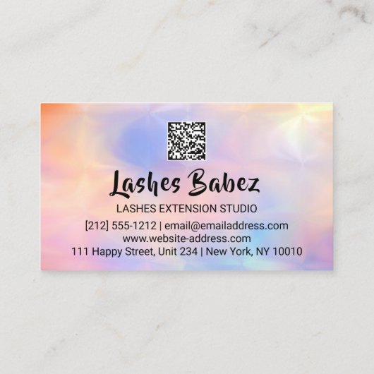 マイクロブレイディングメイクアップまつ毛パープルホログラフロゴ 名刺 (裏面)