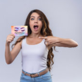 マイクロブレイディングメイクアップまつ毛パープルホログラフロゴ 名刺