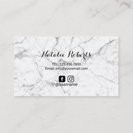 マイクロブレッドエレガントタイポグラフィホワイトマーブル 名刺 (裏面)