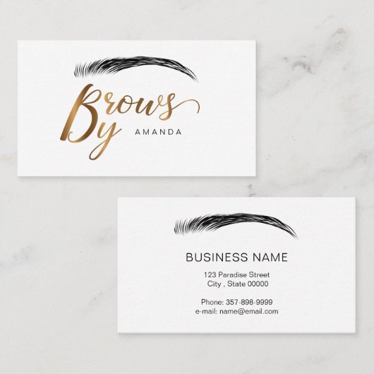 マイクロブレーディングのアーティスト(金ゴールドカラー) 名刺 (正面/裏面)