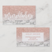 マイクロブレーディングタイポグラフィバラ金ゴールドグリッター大理石 名刺 (正面/裏面)