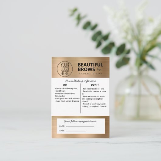 マイクロブレーディング・アフターケアの手順とアポイントメント  名刺 (スタンド正面)