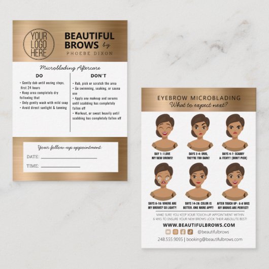 マイクロブレーディング・アフターケアの手順とアポイントメント 名刺 (正面/裏面)