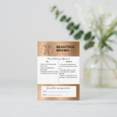 マイクロブレーディング・アフターケアの手順とアポイントメント 名刺 (スタンド正面)