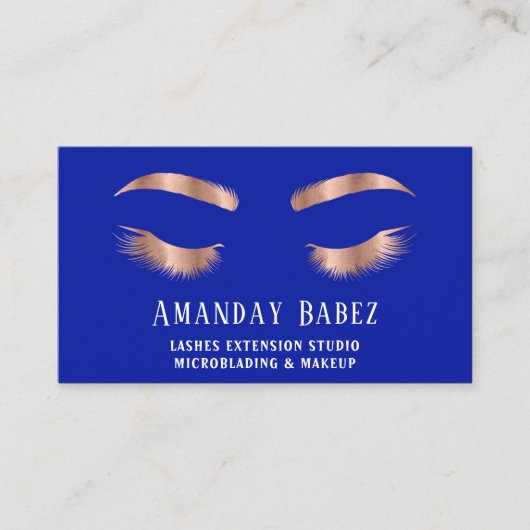 マイクロブレードメイクアップまつ毛エクステンションQRコードブルー 名刺 (正面)