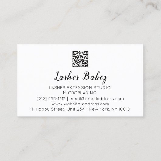 マイクロブレード化粧まつ毛エクステンションQRコードホワイト 名刺 (裏面)