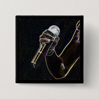 マイクロマイクロフォン音楽歌手の歌ボタンの正方形 缶バッジ