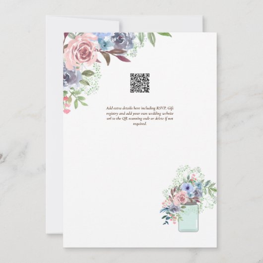 マイクロ庭園の結婚式テーマかわいらしフローラ夏 招待状 (裏面)