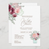 マイクロ庭園の結婚式テーマかわいらしフローラ夏 招待状 (正面/裏面)