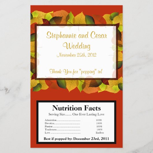 マイクロ波ポップコーンのラッパーリーフ葉の チラシ (正面)