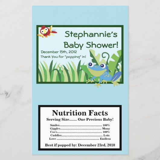 マイクロ波ポップコーンの包装紙　雨のジャングル チラシ (正面)