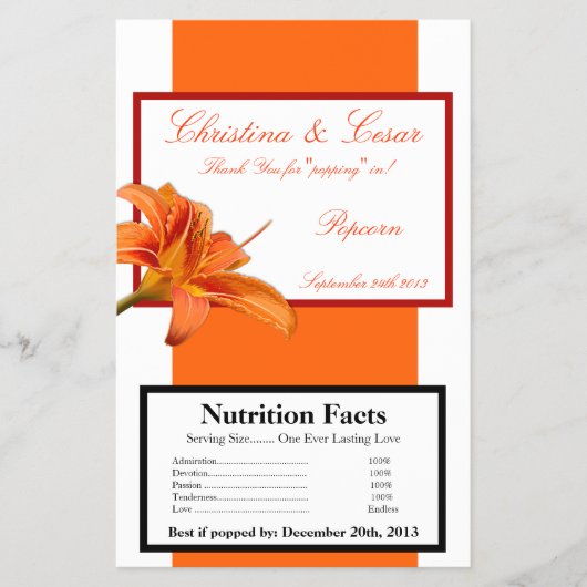 マイクロ波ポップコーンラッパーオレンジタイガーリリーw/Str チラシ (正面)