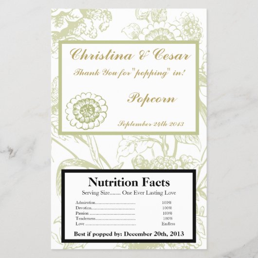 マイクロ波ポップコーンラッパーグリーンガーベラデイジーフロー チラシ (正面)