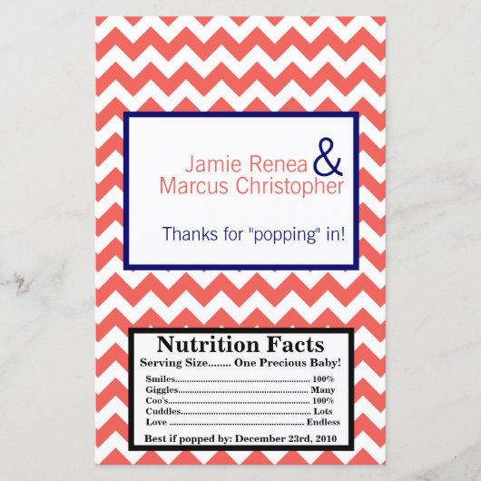 マイクロ波ポップコーンラッパーコーラルネイビーブルーシェブロン (正面)