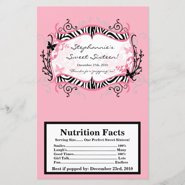 マイクロ波ポップコーンラッパーバタフライゼブラプリント (正面)