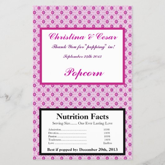 マイクロ波ポップコーンラッパーマゼンタパープルフォーマルFl チラシ (正面)