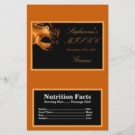 マイクロ波ポップコーンラッパー ミスXV オレンジ チラシ (正面)