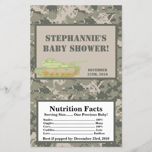 マイクロ波ポップコーンラッパ軍ACUカモフラージュ迷彩柄 チラシ (正面)