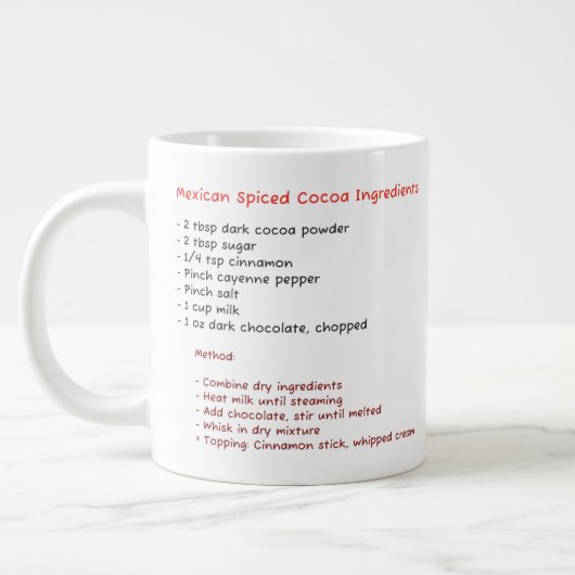マイクロ波マグカップ(ホットメキシカンスパイココアレシピ) ジャンボコーヒーマグカップ (左)