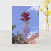 マイクロ波中継無線電信タワーグリーティングカード カード (黄色い花)