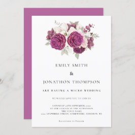 マイクロ結婚ズブルゴーニュ花模様バラピンク 招待状