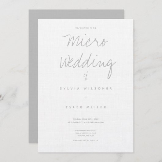 マイクロ結婚ズホワイトグレータイポグラフィミニマル (正面/裏面)